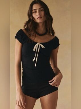 NWT FREE PEOPLE FREE EST DOVIE TOP BLACK